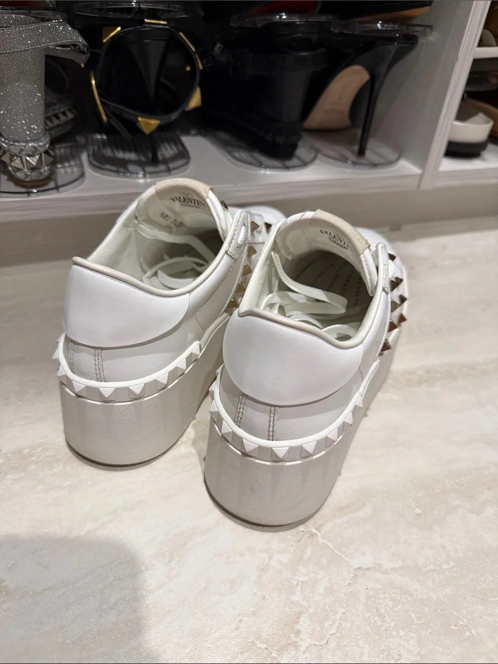 Valentino Garavani White Rockstud Platform Sneakers